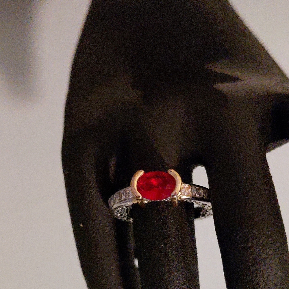 Source Unknown Crimson and Silver Ring